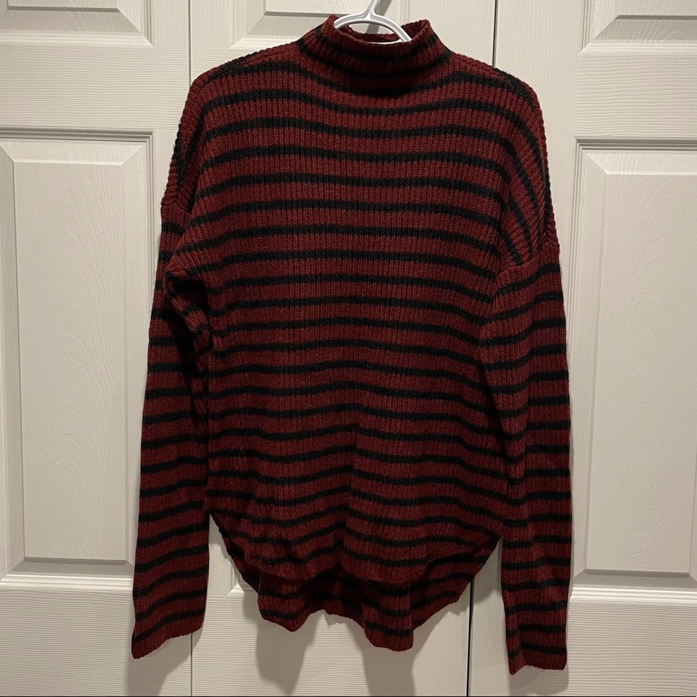 Long Sleeve Striped Mock Neck Sweater